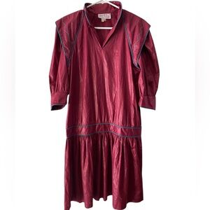 Coquille SF 80’s vintage burgundy/turquoise lined dress